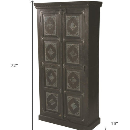 72" Dark Brown Solid Wood Pantry Or Storage Closet