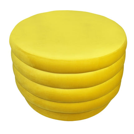 31" Yellow Velvet Tufted Round Cocktail Ottoman