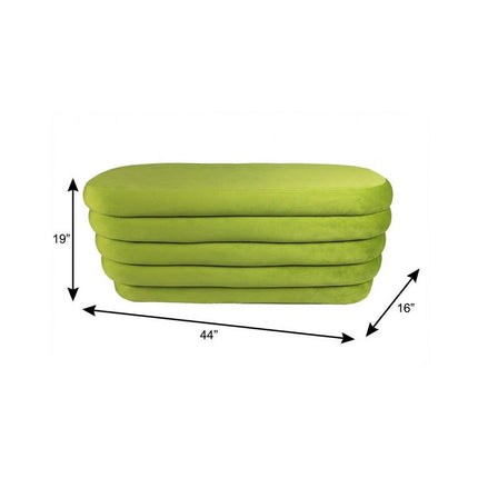 44" Green Velvet Tufted Oval Ottoman