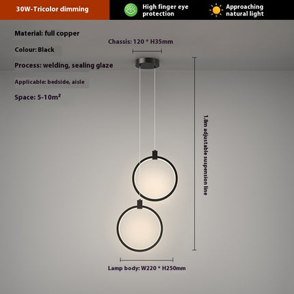 Modern Home Copper Bar Bedside Small Droplight