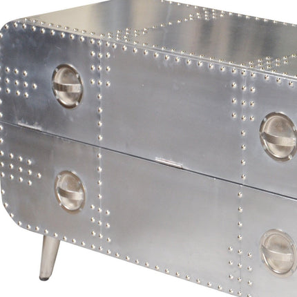 44" Silver Aluminum Enclosed Storage TV Stand