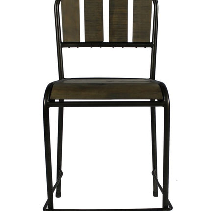 Five Piece Brown and Black Square Solid Wood Dining Set with Four Chairs