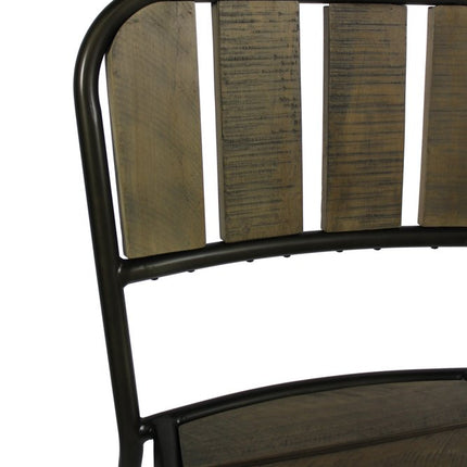 Five Piece Brown and Black Square Solid Wood Dining Set with Four Chairs