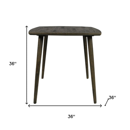 Five Piece Brown and Black Square Solid Wood Dining Set with Four Chairs