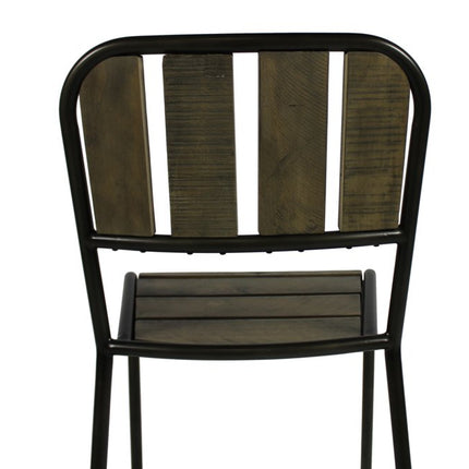 Five Piece Brown and Black Square Solid Wood Dining Set with Four Chairs