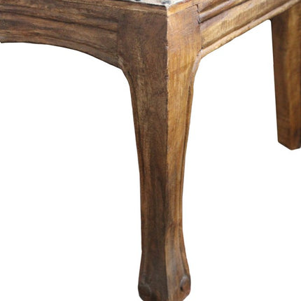 Seven Piece Brown Round Solid Wood Dining Set with Six Chairs