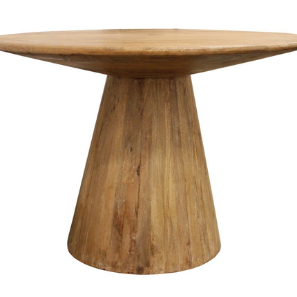 Five Piece Natural Round Solid Wood Dining Set with Four Chairs