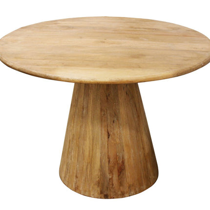 Five Piece Natural Round Solid Wood Dining Set with Four Chairs