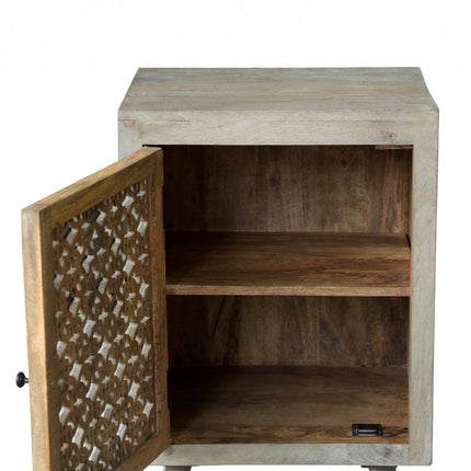 30" Gray Solid Wood Nightstand