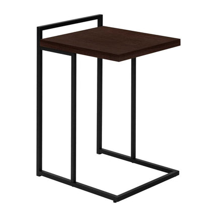 27" Espresso and Black Wood and Metal End Table