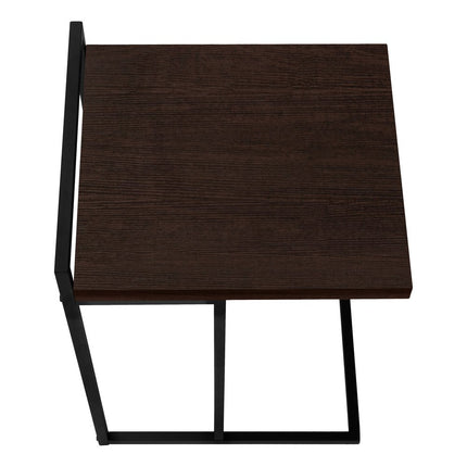 27" Espresso and Black Wood and Metal End Table