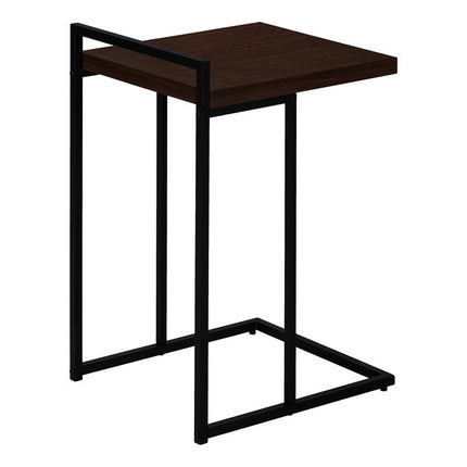 27" Espresso and Black Wood and Metal End Table
