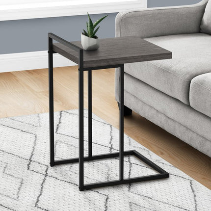 27" Gray and Black Wood and Metal End Table