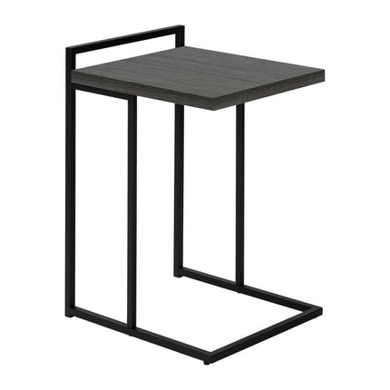 27" Gray and Black Wood and Metal End Table