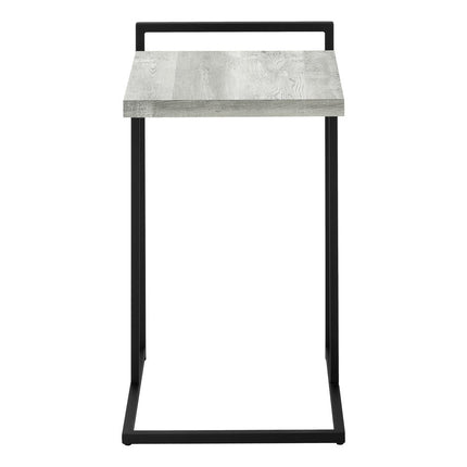 27" Gray and Black Distressed Reclaimed Wood and Metal End Table