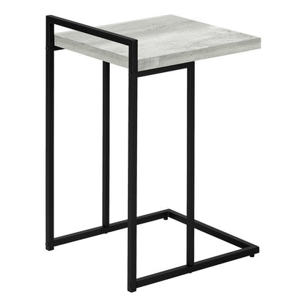 27" Gray and Black Distressed Reclaimed Wood and Metal End Table