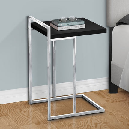 27" Black and Silver Wood and Metal End Table