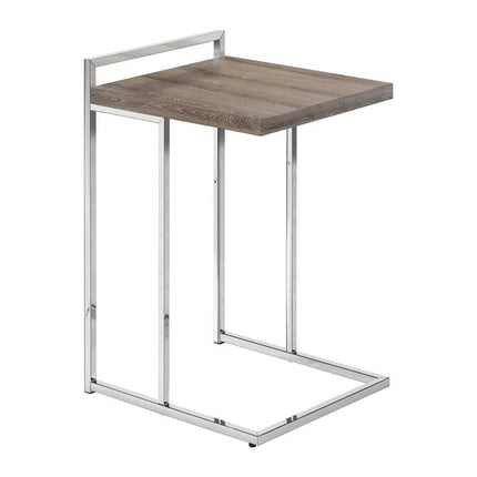 27" Taupe and Silver Wood and Metal End Table