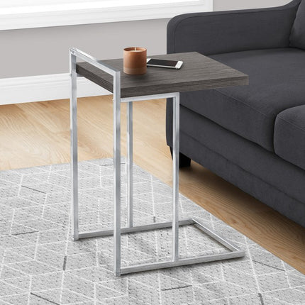 27" Gray and Silver Wood and Metal End Table