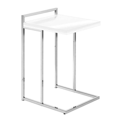 27" White and Silver Wood and Metal End Table