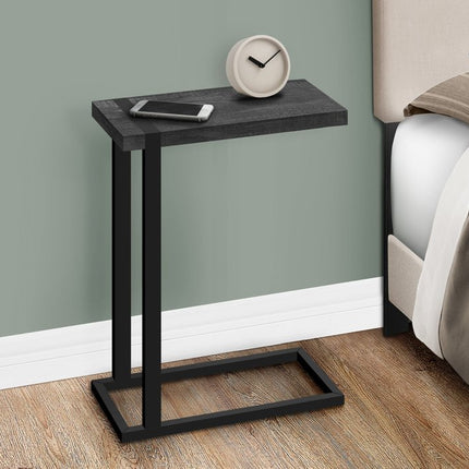 25" Black Distressed Wood and Metal End Table