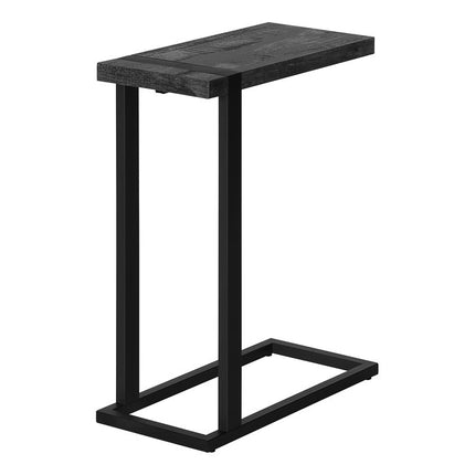 25" Black Distressed Wood and Metal End Table
