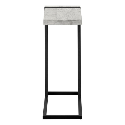 25" Gray and Black Distressed Wood and Metal End Table