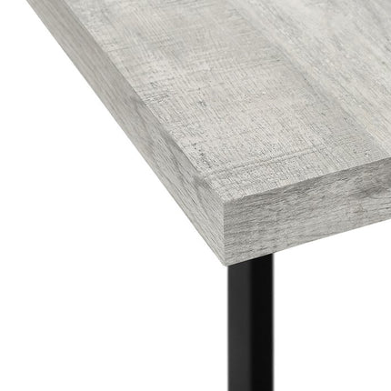 25" Gray and Black Distressed Wood and Metal End Table