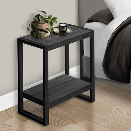 24" Black End Table With Shelf