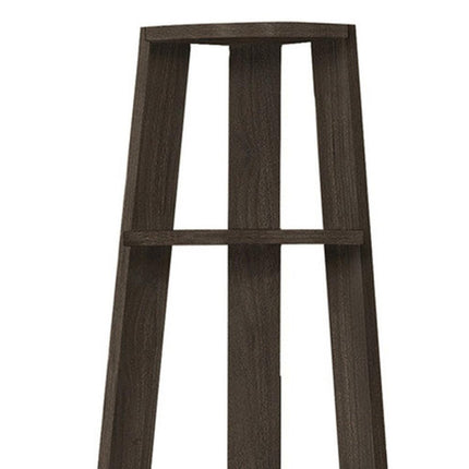 71" Oak Particle Board and Wood Five Tier Corner Bookcase