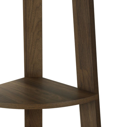 71" Dark Brown Wood Five Tier Corner Bookcase