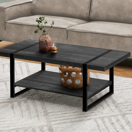 47" Black Coffee Table With Shelf