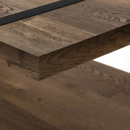 47" Brown And Black Wood Coffee Table With Shelf