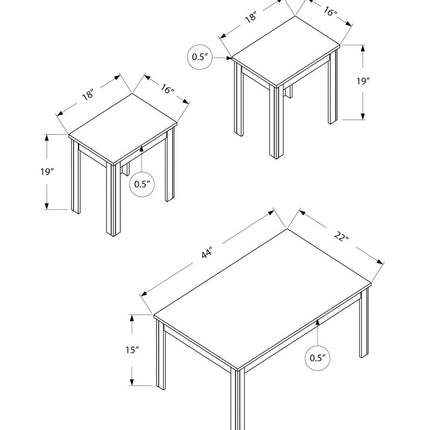 Set of Three 44" Dark Brown Coffee Table