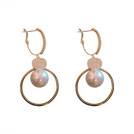 Pearl Circle High-end Niche Earrings