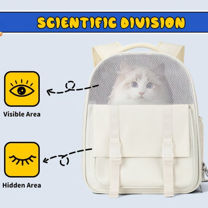 Large Capacity Portable Pet Carrier Backpack Breathable Nylon with Transparent Front Panel