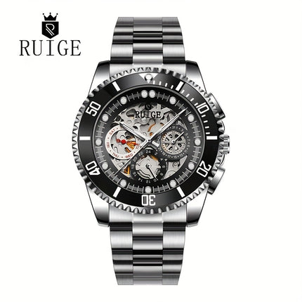Men's Automatic Mechanical Watch with Luminous & Dual-Sided Hollow Hands