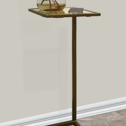 27" Brass And Silver Mirrored Square Mirrored End Table