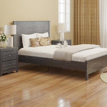 Grey Solid Wood Full Double Bed Frame