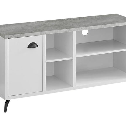 47" Gray And White Wood Enclosed and Open Storage TV Stand