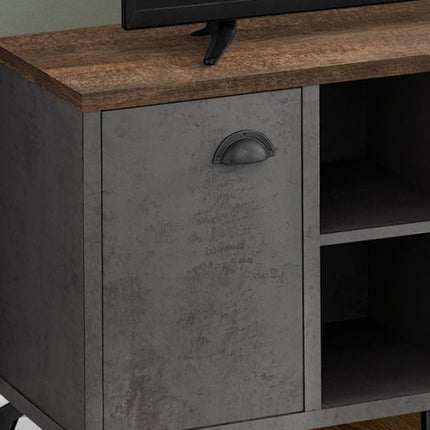 47" Brown And Gray Distressed Reclaimed Wood Enclosed and Open Storage TV Stand