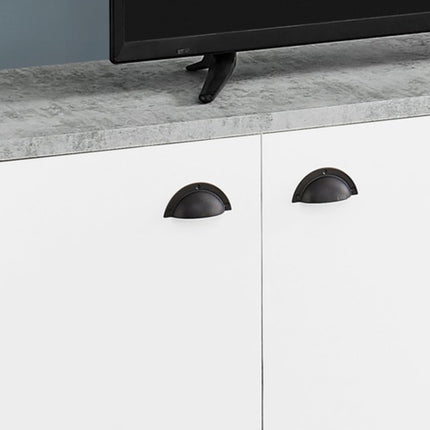 60" White Cabinet Enclosed Storage TV Stand