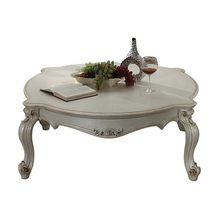 54" Pearl Wood And Polyresin Coffee Table