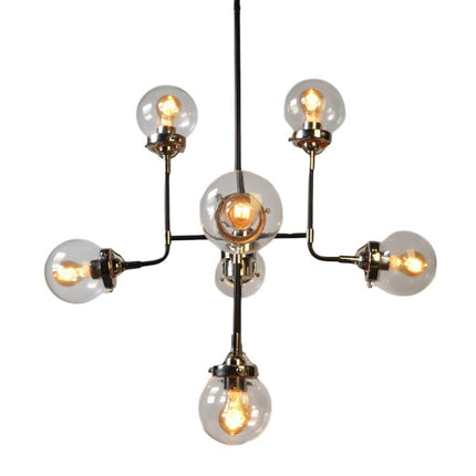 Silver Sputnik Eight Light Metal Chandelier With Clear Shades