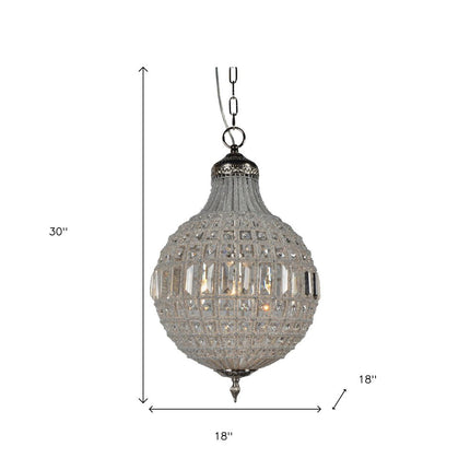 Silver Unique Statement Metal and Crystal Glass Chandelier With Clear Shades