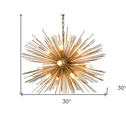 Gold Sputnik Twelve Light Metal Chandelier