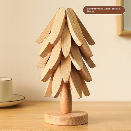 Tree Design Stand Wooden Trivets Decorative Anti Scald Heat Resistant Table Mat Coaster Wood Placemats Pot Table Heat Insulation Pad