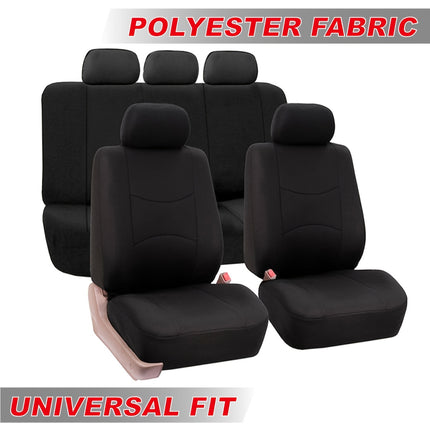 Polyester Crescent Moon Pattern Low-Back Car Seat Covers 9-Piece Set