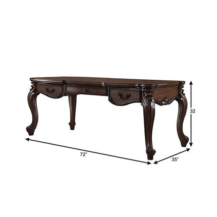 72" Dark Brown Wood Executive Desk With Three Drawers