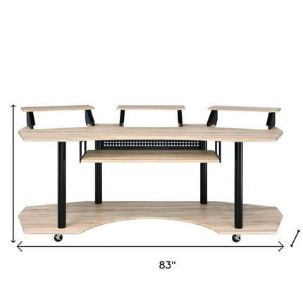 83" Natural and Black Music Recording Studio Desk